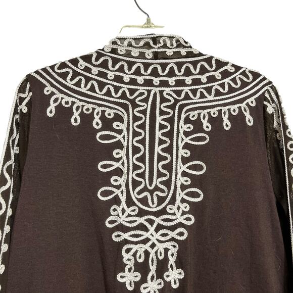 Boho Embroidered Blouse Black and White L (2906) - Picture 4 of 5